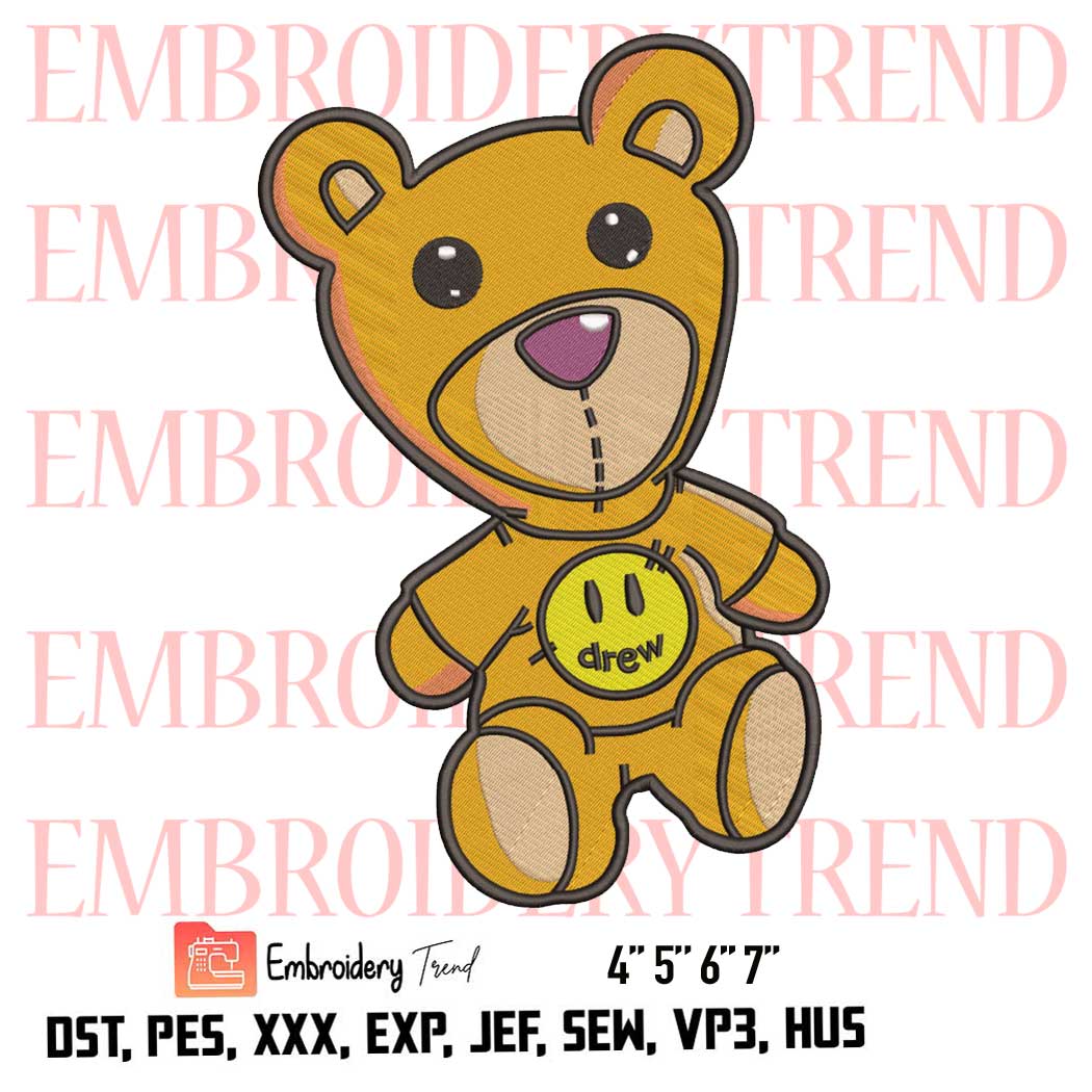 Drew Teddy Bear Logo Embroidery Design File - Justin Bieber - Drew House  Embroidery Machine - Embroidery Files Store DST, PES, XXX, EXP, JEF, SEW