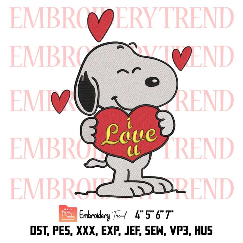 Snoopy Hugs Heart I Love You Embroidery Snoopy Cute Embroidery