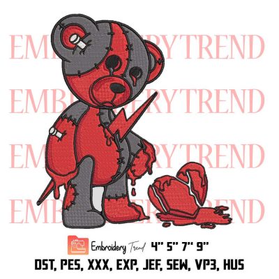 Broken Heart Teddy Bear Embroidery Design Machine Embroidery File Instant Download