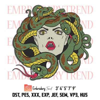 Snake Medusa Embroidery Designs Myth Of Olympus File DST, PES  Instant Download