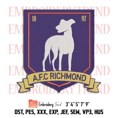 AFC Richmond Greyhounds 1897 Embroidery File Designs Digitizing DST, PES Instant Download