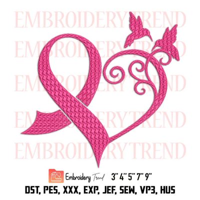 Breast Cancer Awareness Embroidery File Designs Digitizing DST, PES Instant Download