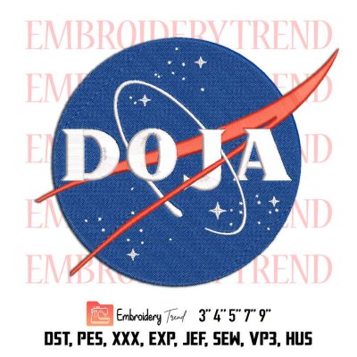 Doja Nasa Logo Embroidery File Designs Digitizing DST, PES Instant Download
