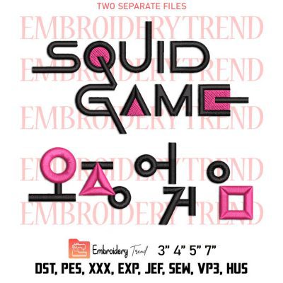Squid Game Logo Embroidery Designs File Digitizing DST, PES  Instant Download