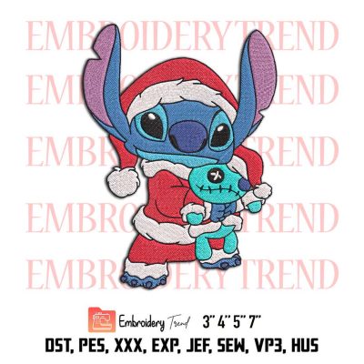 Stitch Chritsmas Embroidery File Designs-Lilo & Stitch Digitizing DST, PES Instant Download