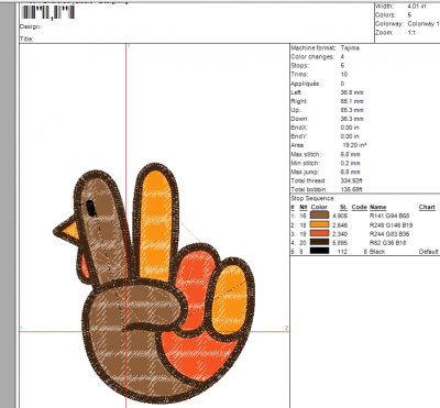 Peace Sign Turkey Hand Cool Embroidery File-Thankgiving Digitizing DST, PES