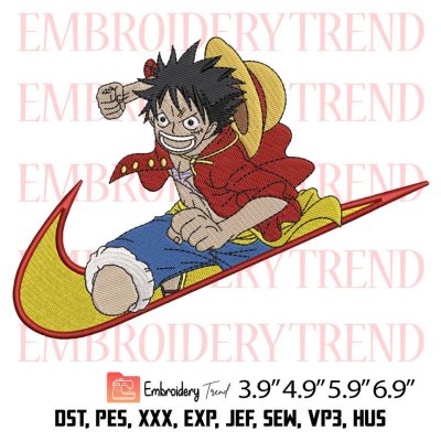 Luffy Embroidery Design-Anime Nike Inspired Embroidery File- One Piece Instant Download