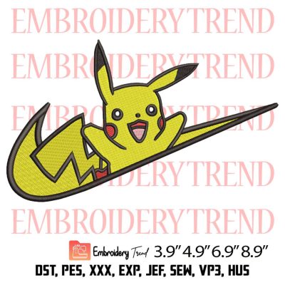 Pikachu Nike Embroidery Designs File – Pokemon Embroidery Machine Instant Download
