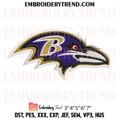 Baltimore Ravens Logo Embroidery Design File – NFL Logo – American Football Embroidery Machine