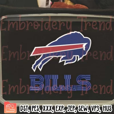 Buffalo Bills Logo Embroidery Design File, American Football Embroidery Digitizing Pes File