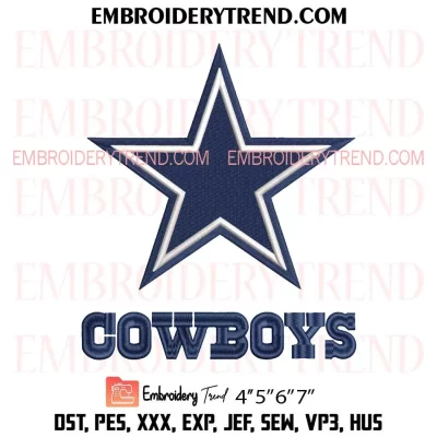 Dallas Cowboys Star Logo Embroidery Design File – NFL Logo – American Football Embroidery Machine