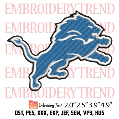 Detroit Lions Logo Embroidery Design File – NFL Logo – American Football Embroidery Machine