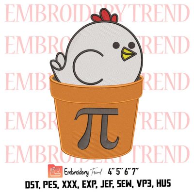 Chicken Pot Pi Embroidery Design, Pi Day Embroidery Digitizing Pes File