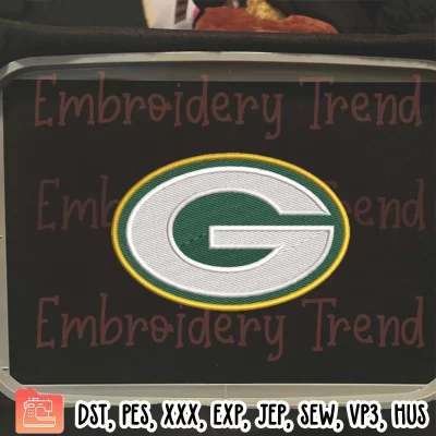 Green Bay Packers Logo Embroidery Design- NFL American Football Embroidery Machine