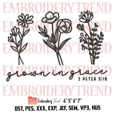Grows in Grace Flowers Logo  Embroidery Design File – Flowers Embroidery Machine