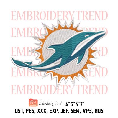 Miami Dolphins Logo Embroidery Design File – NFL Logo – American Football Embroidery Machine