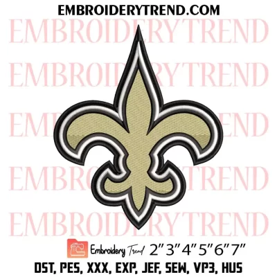 New Orleans Saints Football Embroidery Design, Logo NFL Machine Embroidery Digitized Pes Files