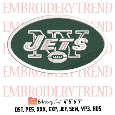 New York Jets Logo Embroidery Design File – NFL Logo – American Football Embroidery Machine