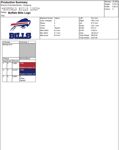 Buffalo Bills Logo Embroidery Design File, American Football Embroidery Digitizing Pes File