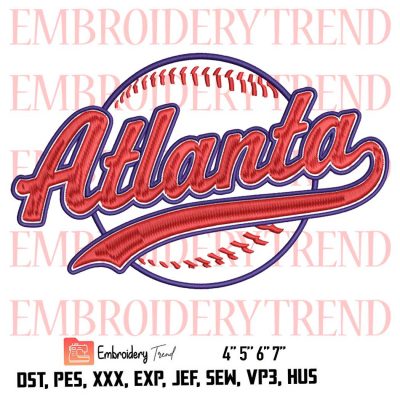 Atlanta Braves Logo Embroidery Design File - AJC Logo - Baseball Embroidery Machine