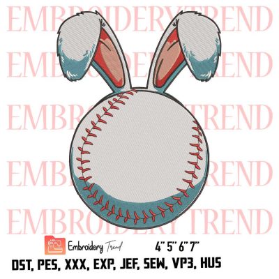 Baseball With Rabbit Ears Logo Embroidery Design File – Embroidery Machine