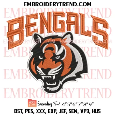 Cincinnati Bengals Circle Logo Embroidery Design, NFL Team Machine Embroidery Digitized Pes Files