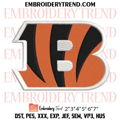 Cincinnati Bengals Circle Logo Embroidery Design, NFL Team Machine Embroidery Digitized Pes Files