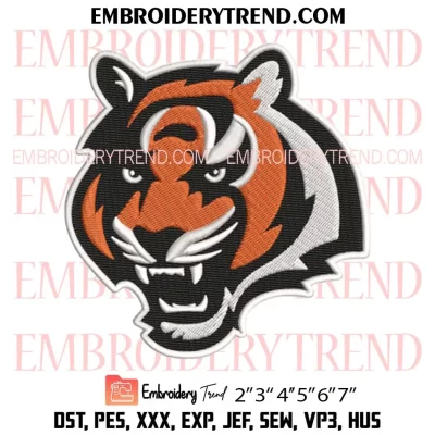 Cincinnati Bengals Tiger Embroidery Design, NFL Football Logo Machine Embroidery Digitized Pes Files