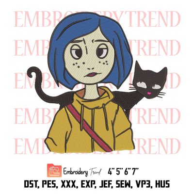 Coraline and Black Cat Logo Embroidery Design File – Embroidery Machine