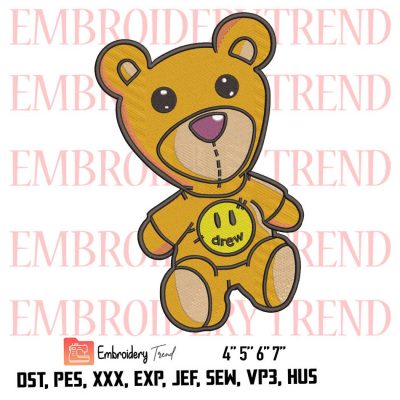 Drew Teddy Bear Logo Embroidery Design File – Justin Bieber – Drew House  Embroidery Machine