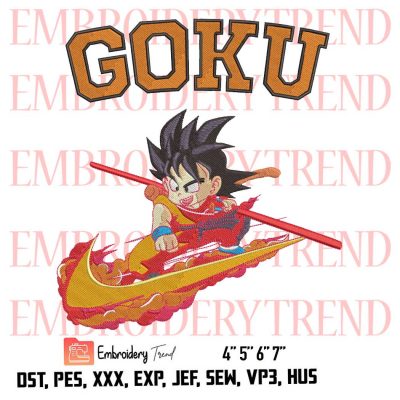 Son Goku (Dragon Ball) Logo Embroidery Design File – GOKU Logo – Nike Inspired Embroidery Machine