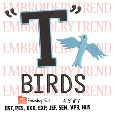 Grease T- Birds Logo Embroidery Design File - Embroidery Machine