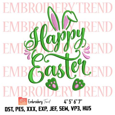 Happy Easter Logo Embroidery Design File - Logo Easter Day -Embroidery Machine