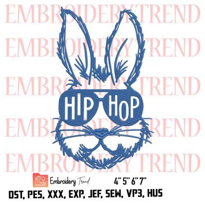 Hip Hop Bunny Logo Embroidery Design File – Rabbit With Glasses Logo – Embroidery Machine