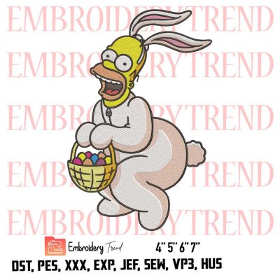 Homer Simpson dressed up as a Bunny - Logo Embroidery Design File - Embroidery Machine