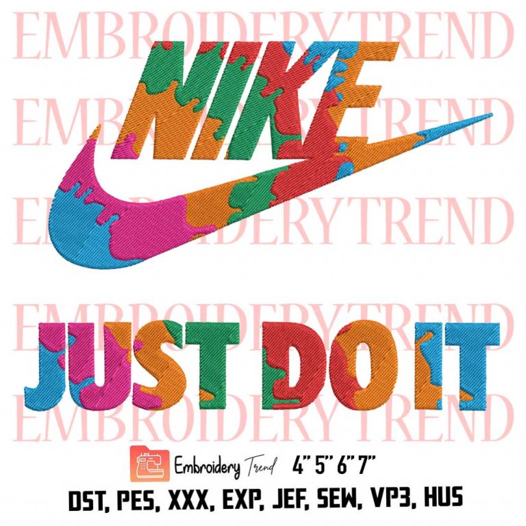 Nike Just Do It Logo Nike Colorful Embroidery Design File - Embroidery ...