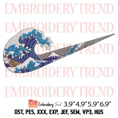 Nike Katsushika Hokusa Logo Embroidery Design File – Nike Inspired Embroidery Machine Instant Download