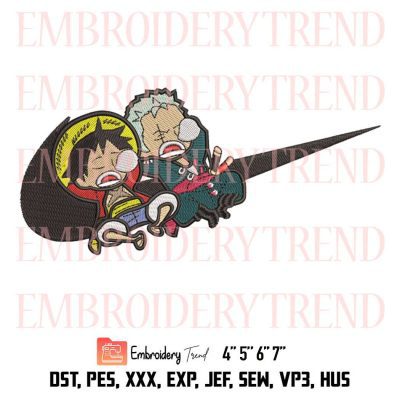 Luffy Zoro One Piece Logo Embroidery Design File – Nike Inspired Embroidery File Instant Download