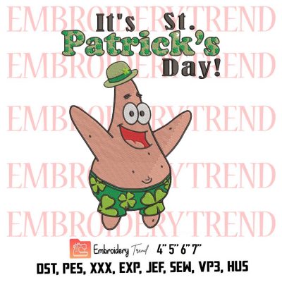 Patrick Star It’s St.Patrick’s Day Logo Embroidery Design File –  SpongeBob SquarePants inspired Embroidery Machine