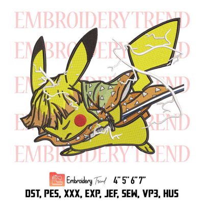 Pikachu – Rengoku Kyoujurou – Kimetsu No Yaiba Logo Embroidery Design File – Embroidery Machine