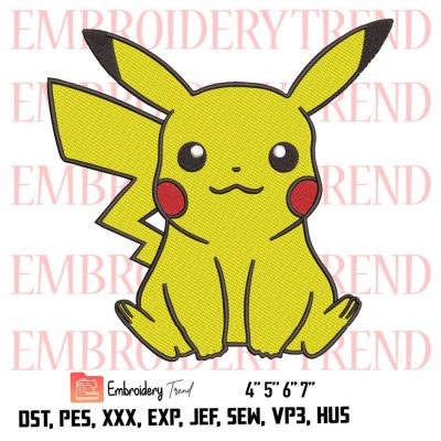 Pikachu Logo Embroidery Design File – Pokemon Embroidery Machine Design File Instant Download