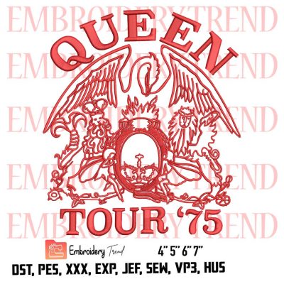 Queen Tour ’75 Logo Embroidery Design File – Embroidery Machine