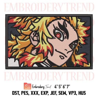 Rengoku Kyojuro Eyes Embroidery – Demon Slayer Anime Embroidery Design File – Embroidery Machine