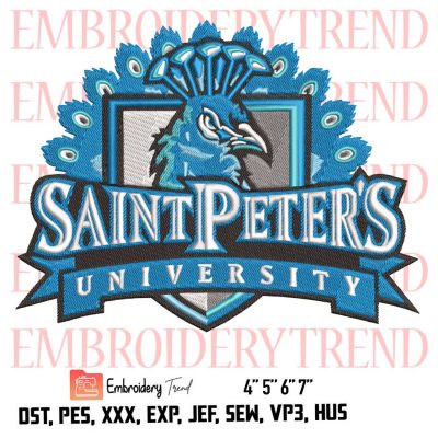 Saint Peter’s University Saint Peter’s Peacocks Men’s Basketball Logo Embroidery Design File – Embroidery Machine