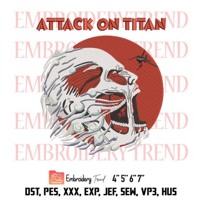 Attack On Titan Face Poster Anime Embroidery Design File – Embroidery Machine Design File Instant Download