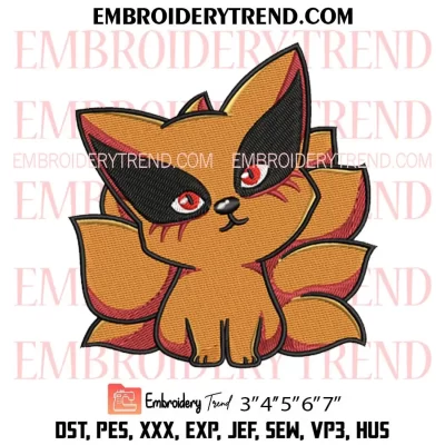 Baby Kurama Embroidery Design, Naruto Anime Machine Embroidery Digitized Pes Files