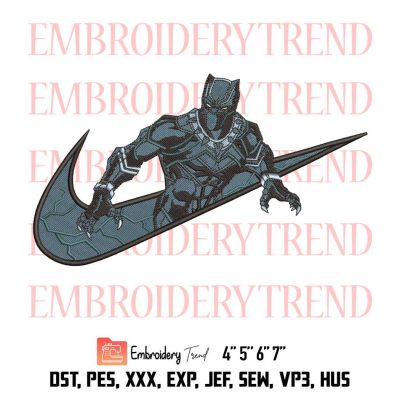 Black Panther Embroidery Design File – Nike Inspired Embroidery Machine