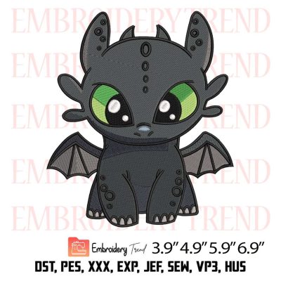 Baby Dragon Toothless Chibi Embroidery Design File - Embroidery Machine