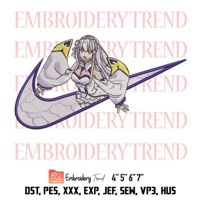 Emilia – Re Zero Logo Embroidery Design File – Nike Inspired Embroidery Machine