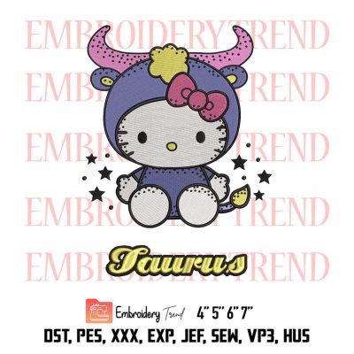 Hello Kitty Zodiac Taurus Logo Embroidery Design File – Embroidery Machine